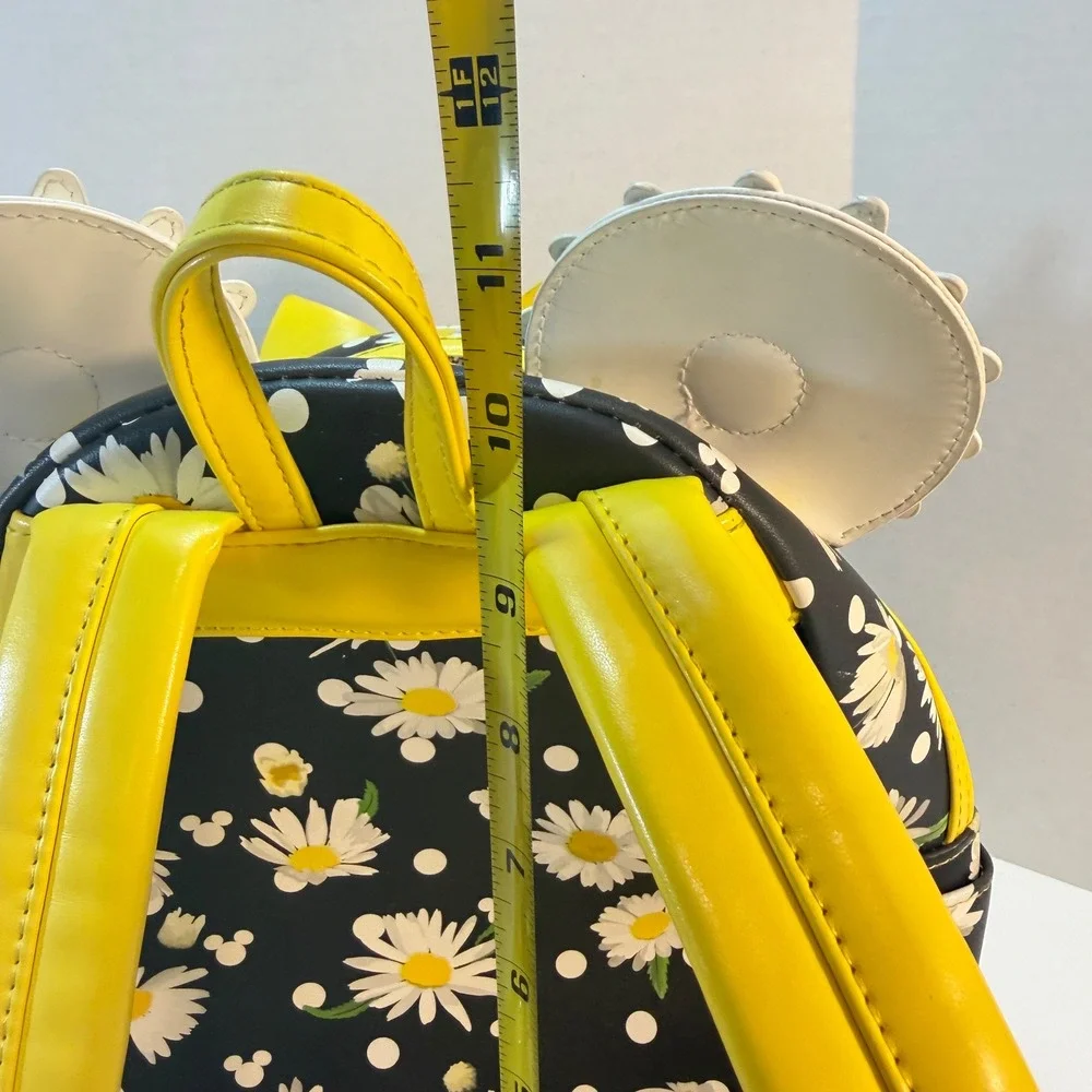 Loungefly Mini Backpack Disney Minnie Mouse Daisy Floral Black Yellow Bow READ